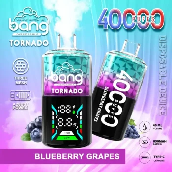 Bang Tornado 40K(40000) Puffs Large Smoke DTL Smart LED Display 0% 2% 3% 5% Nicotine 40mL E-liquid Disposable Vape