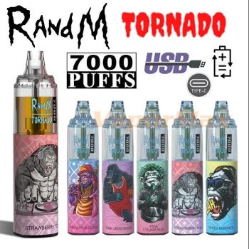 RandM Tornado 7K (7000) Puffs 14ml E-liquid 850mAh Battery 2% 5% Nicotine Rechargeable (type-C) Disposable Vape