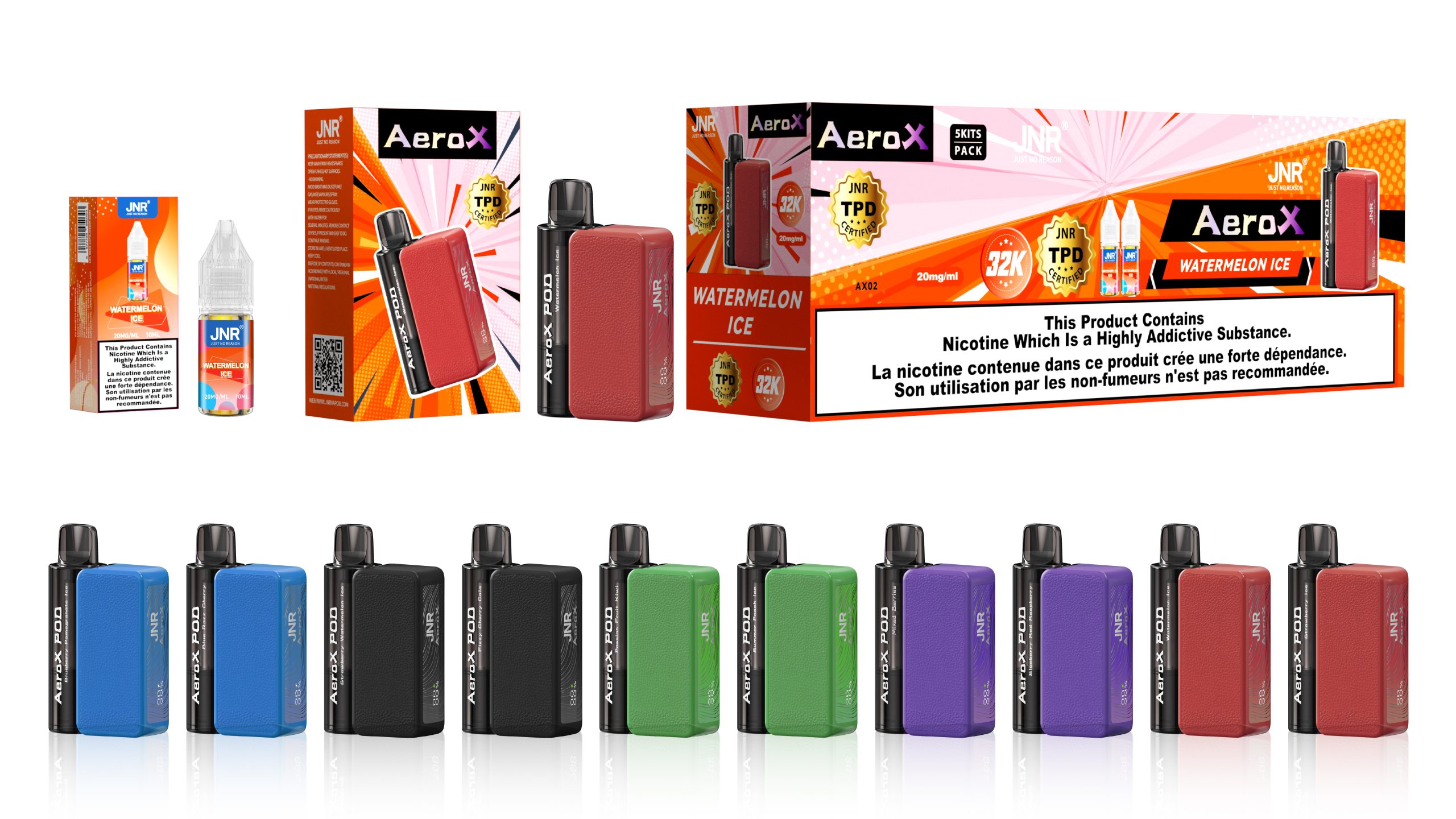 24hvape.cn JNR Areo X 32K(32000) Puffs Magnetic Refill Smart Screen 2% 5% Nicotine 850mAh Battery Disposable Vape