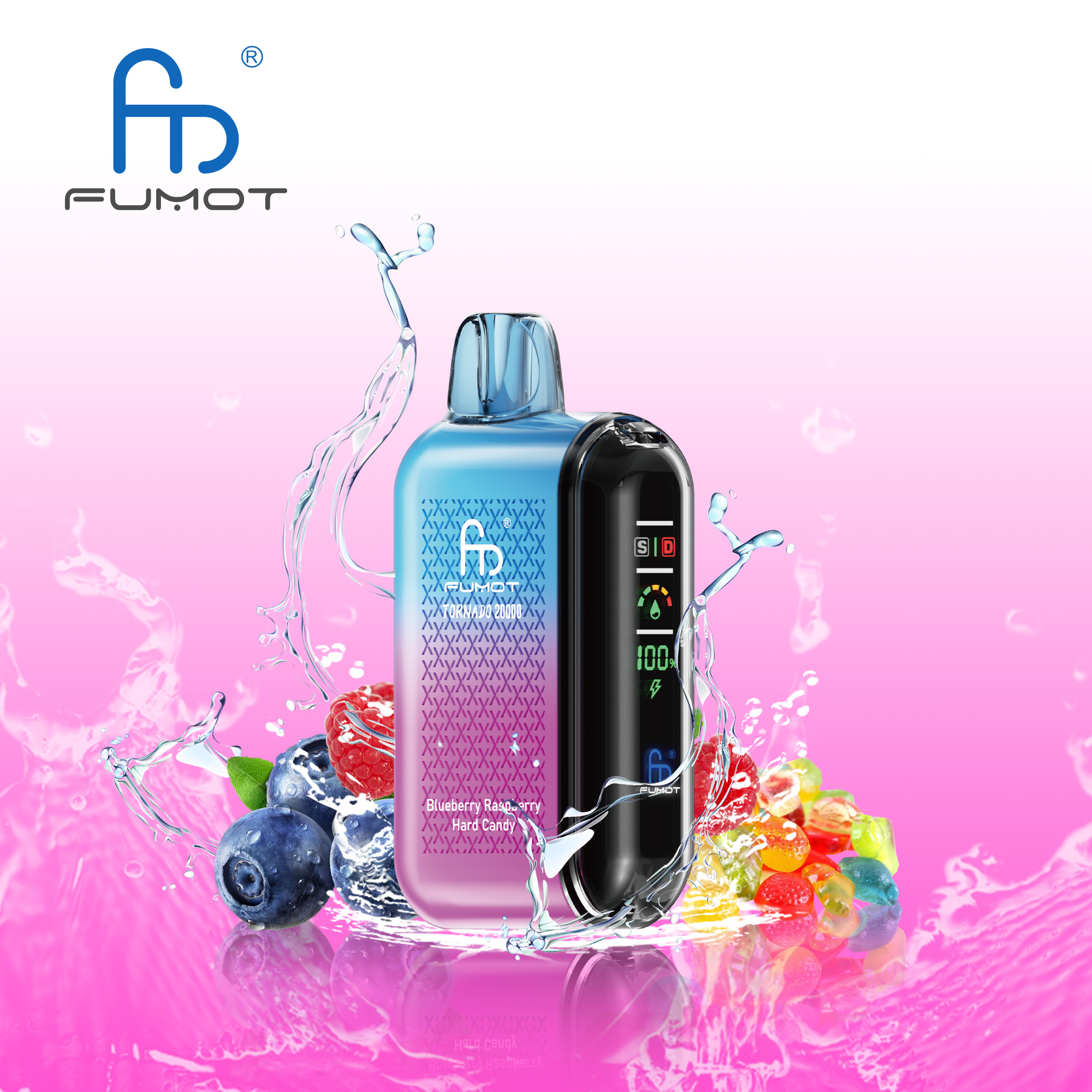 24hvape.cn Randm Tornado 20K(20000) Puffs LCD Screen 28ML of E-liquid Metal Painting Craft Disposable Vape